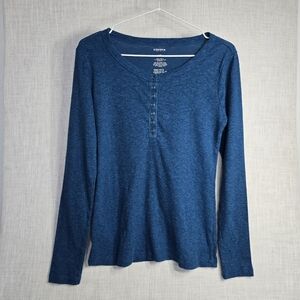 Sonoma Life & Style Women's Long Sleeve 3/4 Ribbed Tee in Blue Size XS